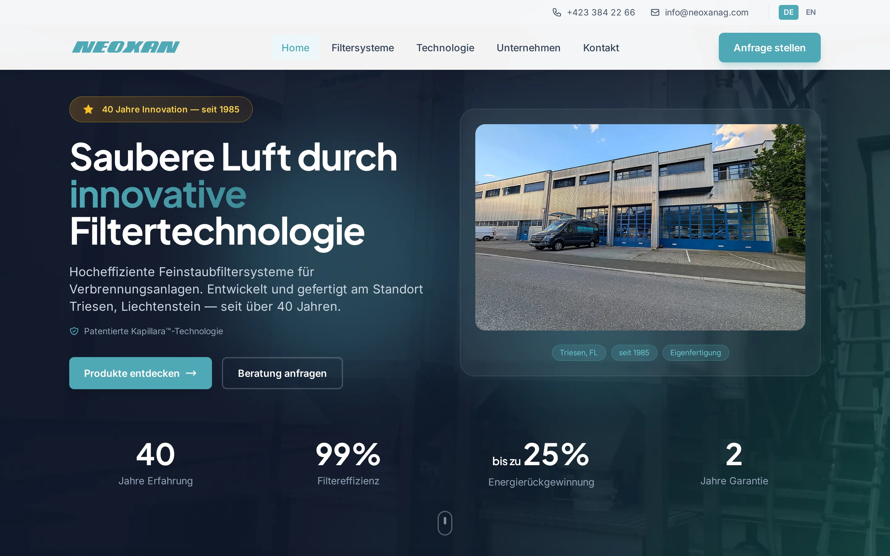 Website Neoxan AG, umgesetzt von basemedia
